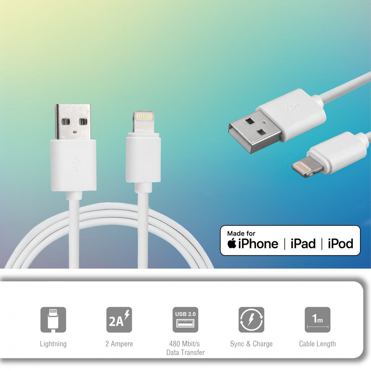4smarts Made for iPhone Lightning Kabel 1 Meter afbeelding 3