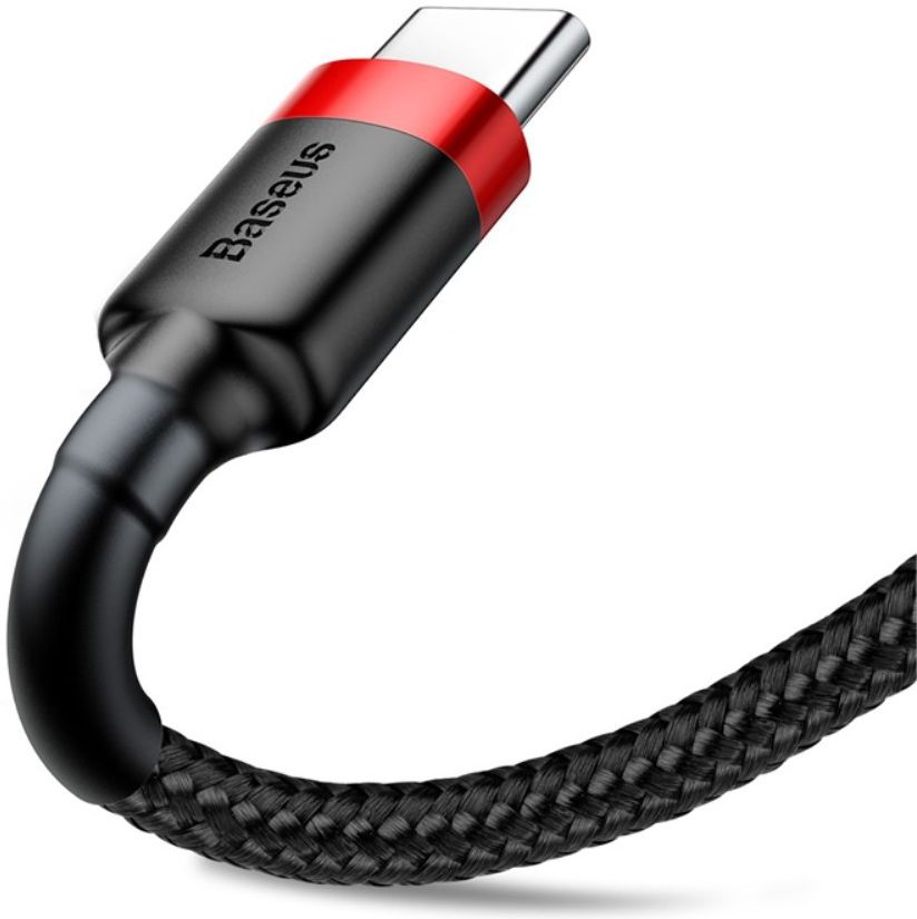 Baseus Gevlochten USB-C Fast Charge Kabel 1 Meter 3A Zwart Rood afbeelding 6