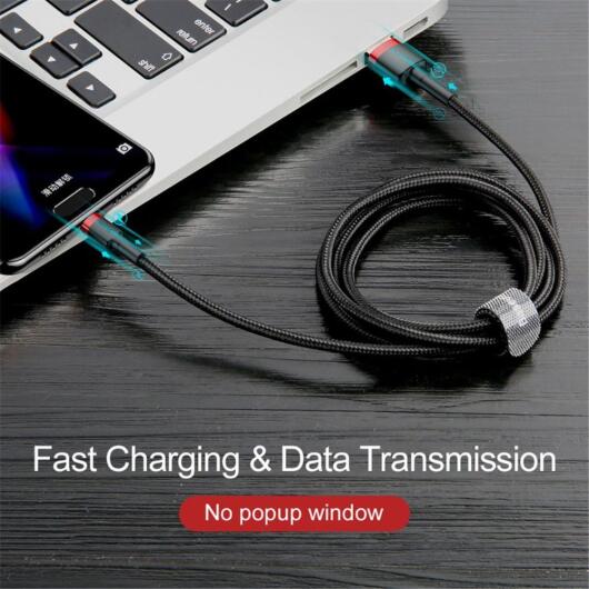 Baseus Gevlochten USB-C Fast Charge Kabel 1 Meter 3A Zwart Rood afbeelding 9
