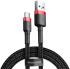 Baseus Gevlochten USB-C Fast Charge Kabel 1 Meter 3A Zwart Rood afbeelding 1