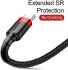 Baseus Gevlochten USB-C Fast Charge Kabel 1 Meter 3A Zwart Rood afbeelding 7