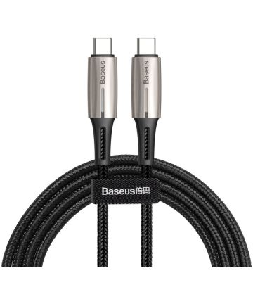 Baseus Gevlochten USB-C Fast Charge Kabel met LED 2 Meter Zwart Kabels