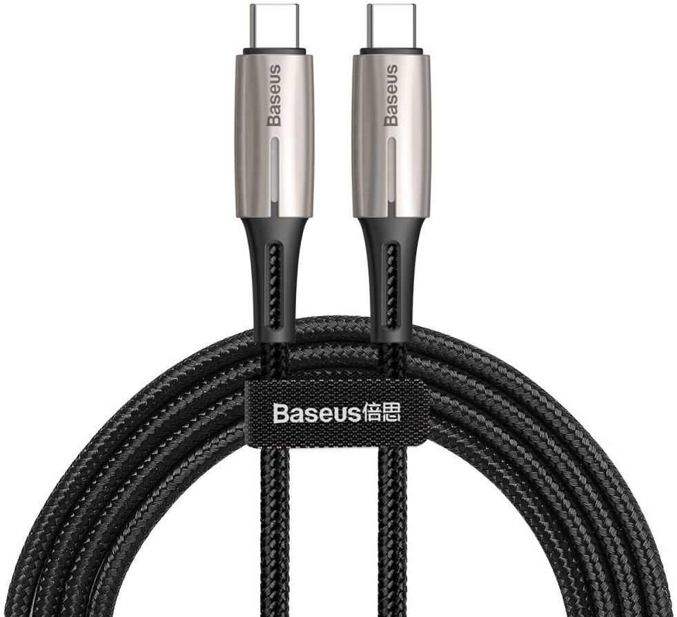 Baseus Gevlochten USB-C Fast Charge Kabel met LED 2 Meter Zwart afbeelding 1