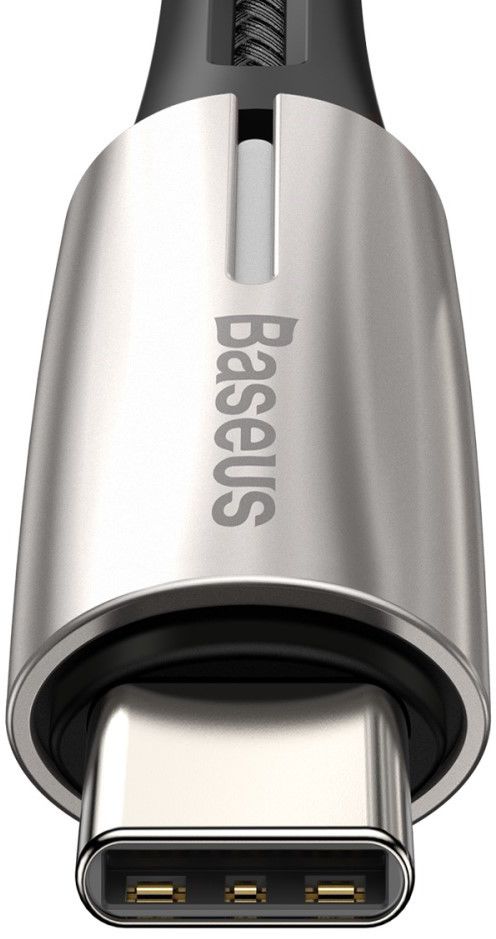 Baseus Gevlochten USB-C Fast Charge Kabel met LED 2 Meter Zwart afbeelding 2
