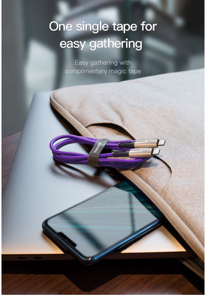 Baseus Gevlochten USB-C Fast Charge Kabel met LED 2 Meter Zwart afbeelding 20