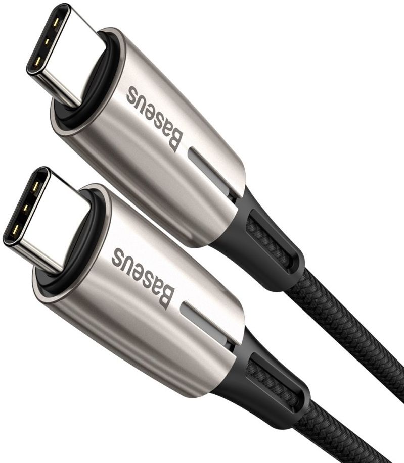 Baseus Gevlochten USB-C Fast Charge Kabel met LED 2 Meter Zwart afbeelding 3