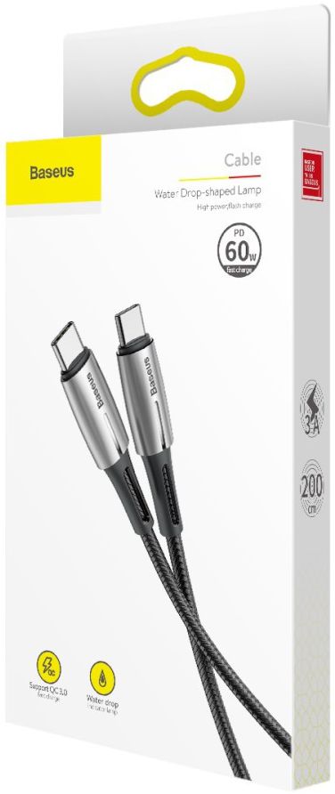 Baseus Gevlochten USB-C Fast Charge Kabel met LED 2 Meter Zwart afbeelding 5
