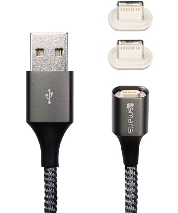 4smarts 2x Lightning Connectors met USB Kabel GRAVITYCord 2.0 1M Grijs Kabels