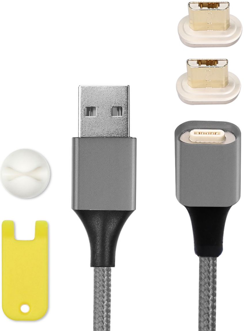 4smarts 2x Micro-USB Connectors met USB Kabel GRAVITYCord 2.0 1M Grijs afbeelding 5