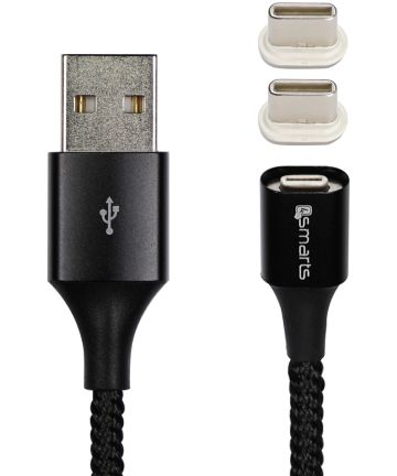 4smarts 2x USB Type- C Connectors USB Kabel GRAVITYCord 2.0 0.5M Zwart Kabels