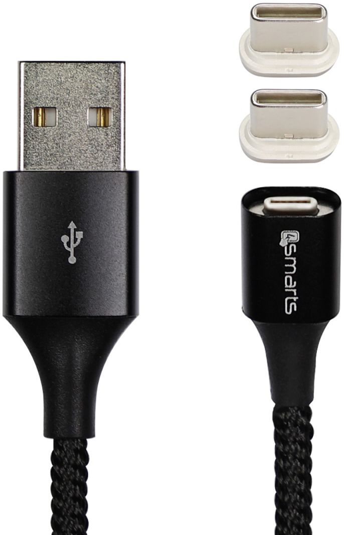 4smarts 2x USB Type- C Connectors USB Kabel GRAVITYCord 2.0 0.5M Zwart afbeelding 1
