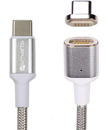 4smarts Magnetische USB-C naar USB-C Kabel 1.8m Zilver Kabels