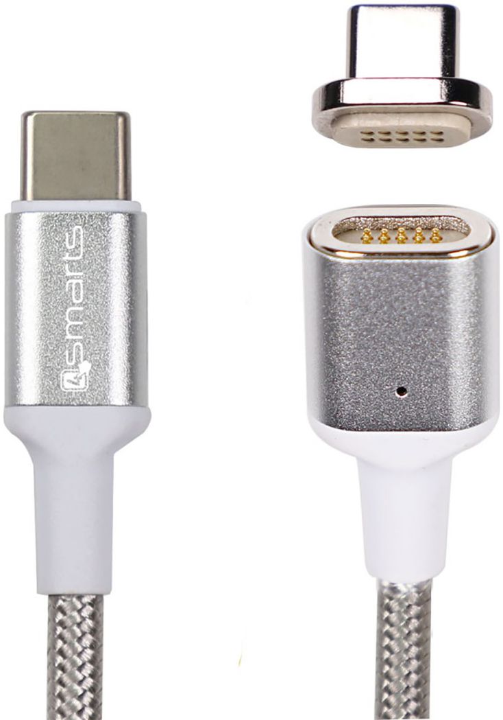 4smarts Magnetische USB-C naar USB-C Kabel 1.8m Zilver afbeelding 1