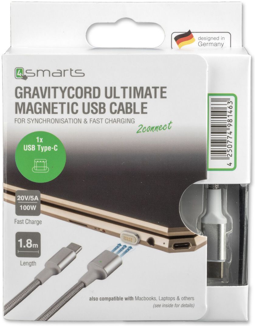 4smarts Magnetische USB-C naar USB-C Kabel 1.8m Zilver afbeelding 8
