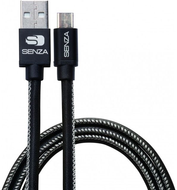Senza Premium Leren Micro-USB Kabel 1.5 Meter Zwart afbeelding 1