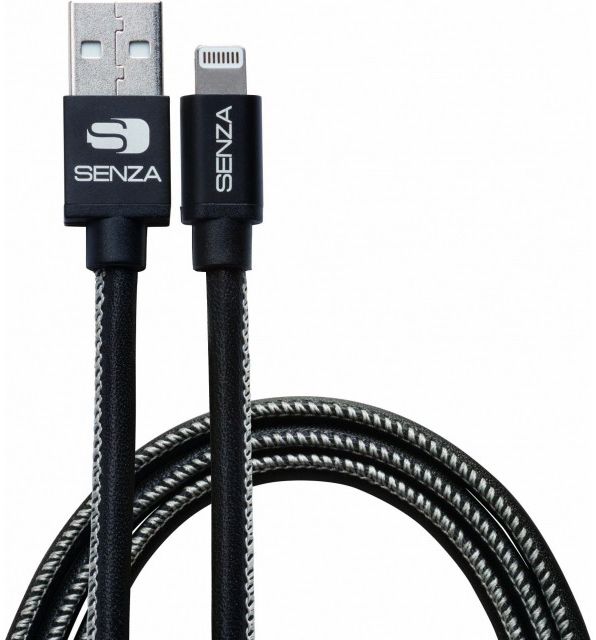 Senza Premium Leren Apple Lightning Kabel 1.5 Meter Zwart afbeelding 1