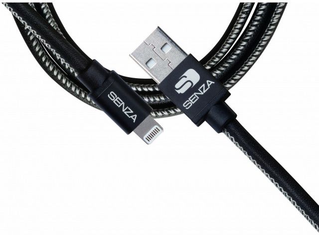 Senza Premium Leren Apple Lightning Kabel 1.5 Meter Zwart afbeelding 3