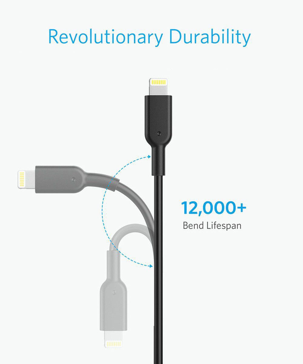 Anker PowerLine II Apple Lightning Kabel 3m Zwart afbeelding 3