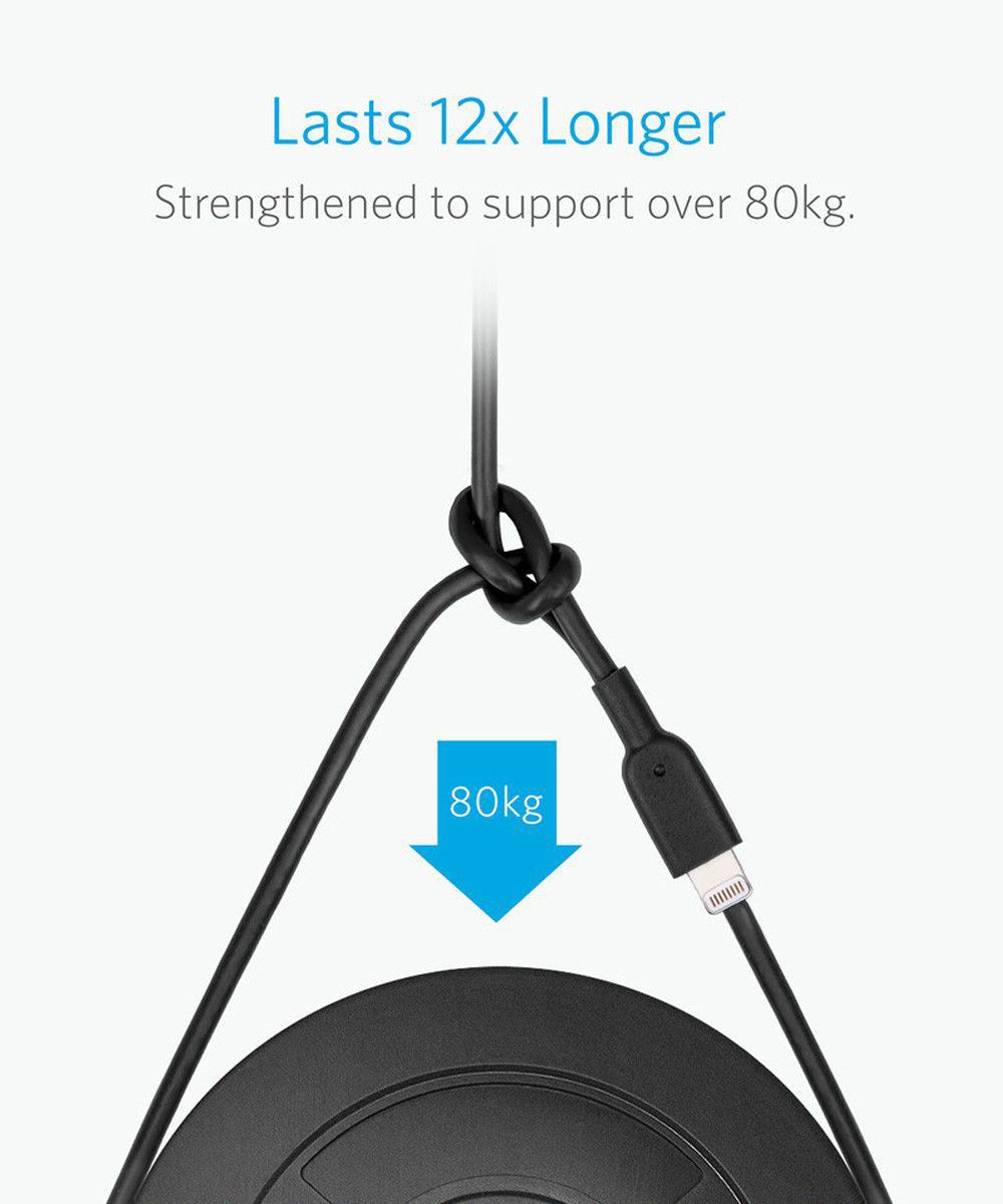 Anker PowerLine II Apple Lightning Kabel 3m Zwart afbeelding 4