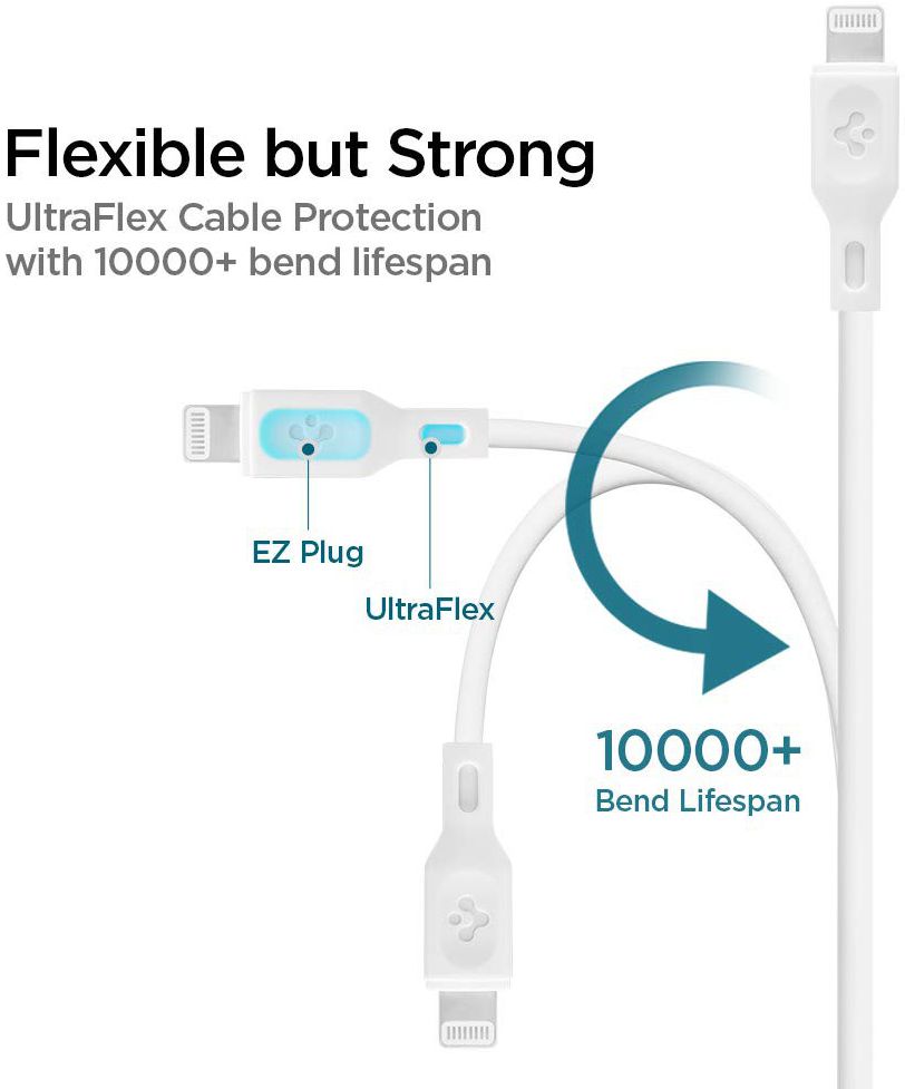Spigen Essential USB-C Lightning Kabel 1 Meter 2-Pack Wit afbeelding 5