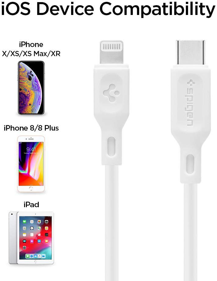 Spigen Essential USB-C Lightning Kabel 1 Meter 2-Pack Wit afbeelding 7