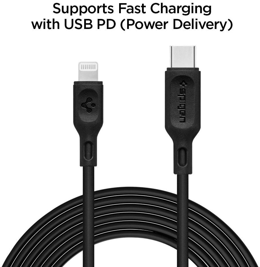 Spigen Essential USB-C Lightning Kabel 1 Meter 2-Pack Zwart afbeelding 4
