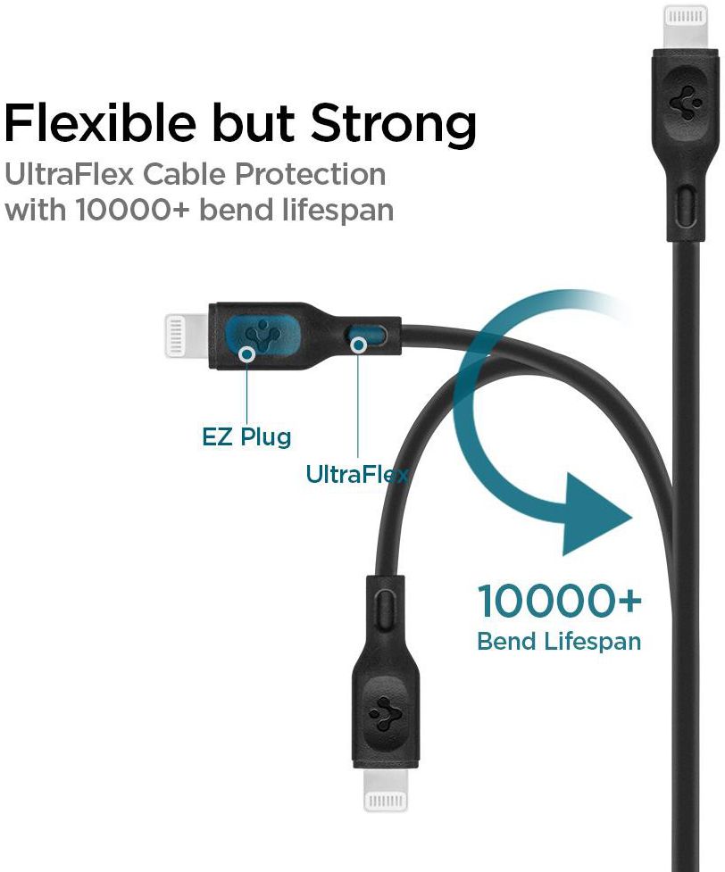 Spigen Essential USB-C Lightning Kabel 1 Meter 2-Pack Zwart afbeelding 6