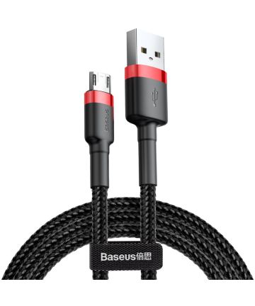 Baseus Cafule Fast Charge Micro-USB Gevlochten Kabel 1m Zwart/Rood Kabels