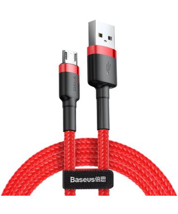 Baseus Cafule Series Micro-USB Gevlochten Kabel 2m Rood/Zwart Kabels