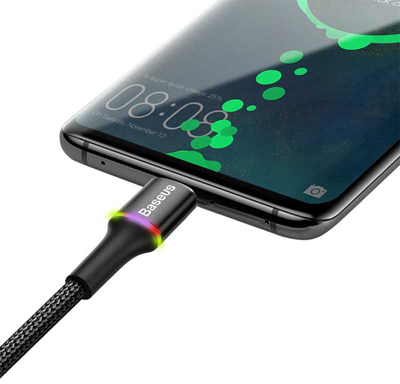 Baseus Halo Series Quick Charge Micro-USB Lichtgevende Kabel 2m Zwart afbeelding 2