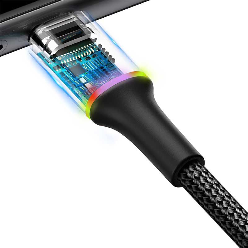 Baseus Halo Series Quick Charge Micro-USB Lichtgevende Kabel 2m Zwart afbeelding 4