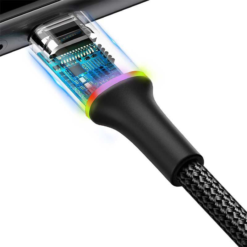 Baseus Halo Series Quick Charge Micro-USB Lichtgevende Kabel 1m Zwart afbeelding 4