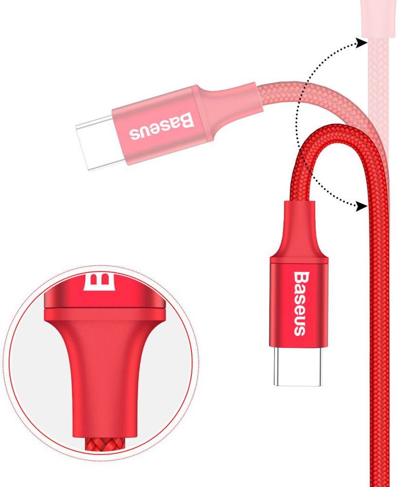 Baseus Rapid Series Fast Charge USB-C Lichtgevende Kabel 1m Rood afbeelding 5