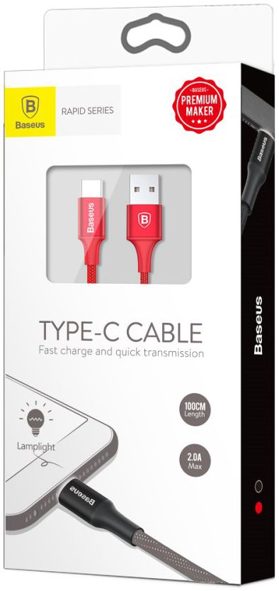Baseus Rapid Series Fast Charge USB-C Lichtgevende Kabel 1m Rood afbeelding 8