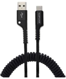 4smarts SpiralCord 2A USB-C Kabel 1 Meter Zwart