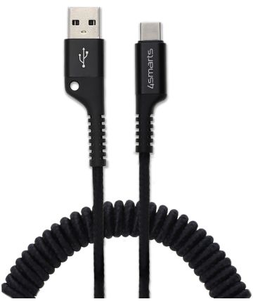 4smarts SpiralCord 2A USB-C Kabel 1 Meter Zwart Kabels