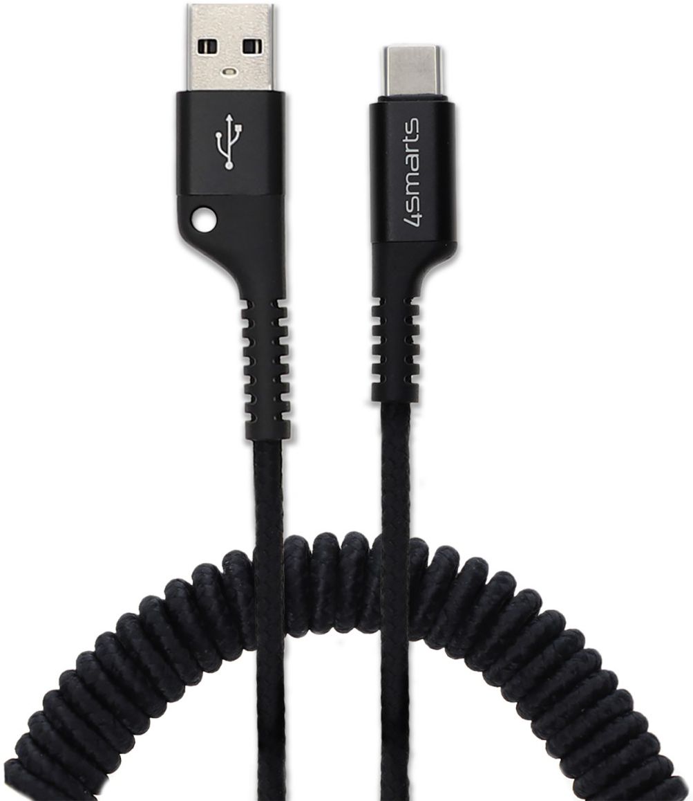 4smarts SpiralCord 2A USB-C Kabel 1 Meter Zwart afbeelding 1