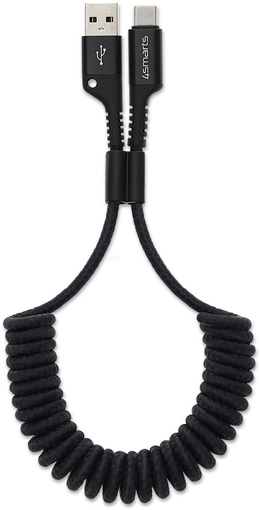 4smarts SpiralCord 2A USB-C Kabel 1 Meter Zwart afbeelding 2