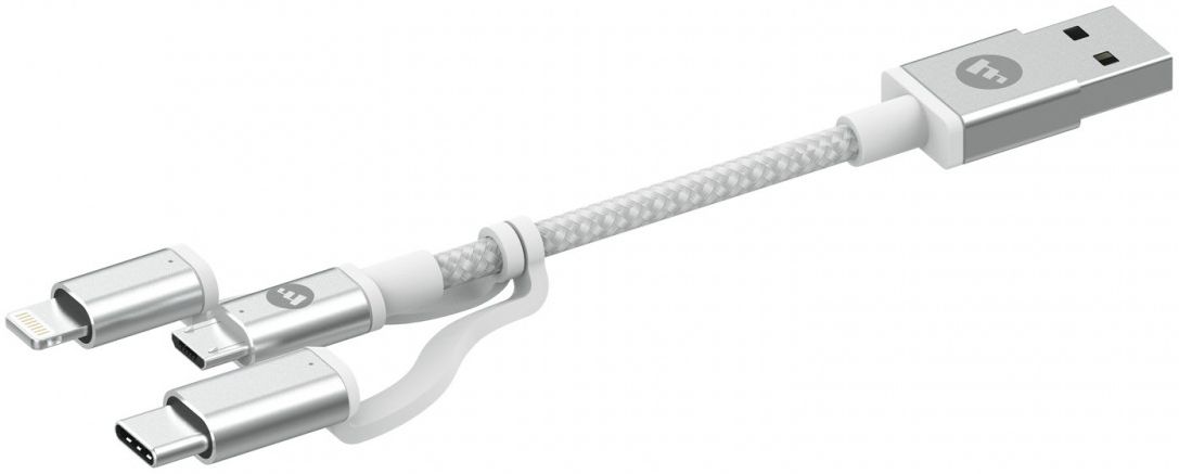 Mophie USB-A naar USB-C / Lightning / Micro-USB Kabel 1m Wit afbeelding 1