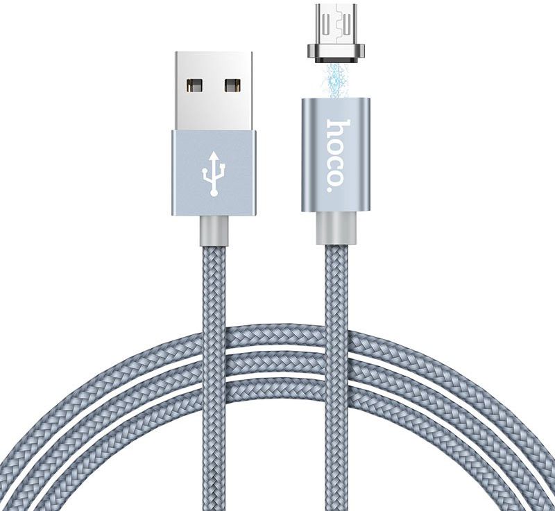 Hoco Magnetic Series Micro-USB Kabel 1m Metal Gray afbeelding 1