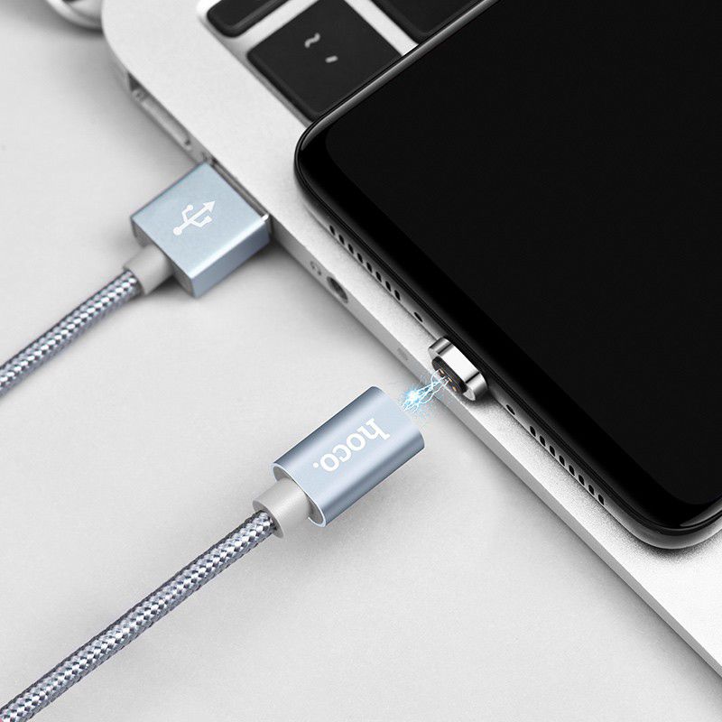 Hoco Magnetic Series Micro-USB Kabel 1m Metal Gray afbeelding 2