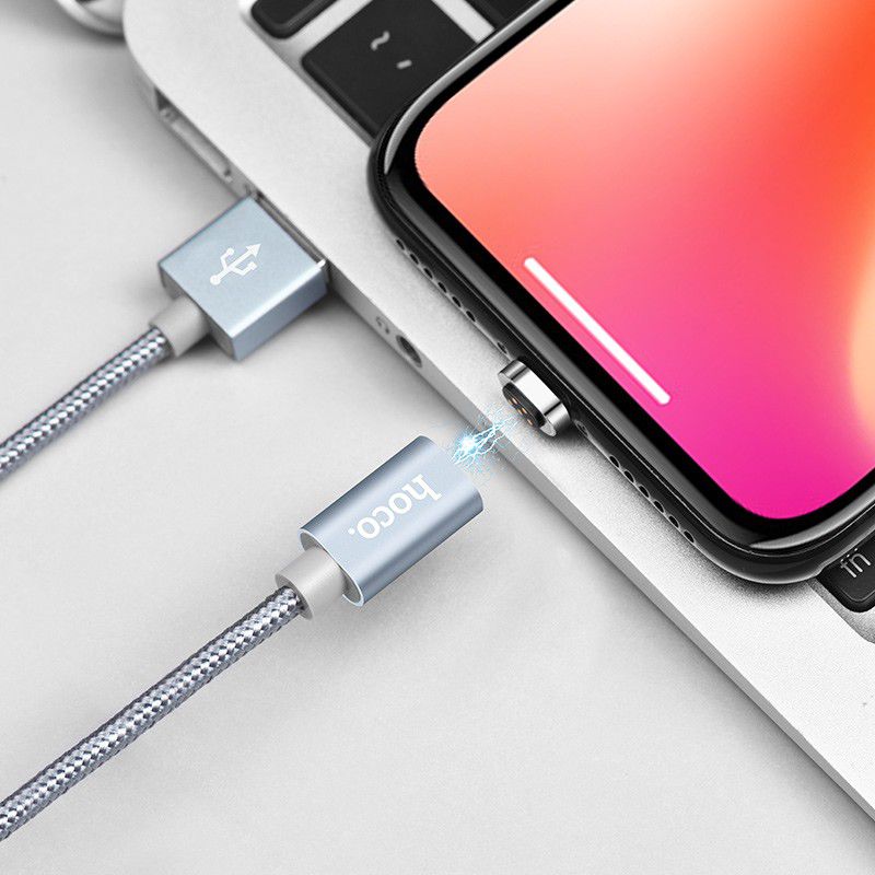 Hoco Magnetic Series Apple Lightning Kabel 1m Metal Gray afbeelding 2