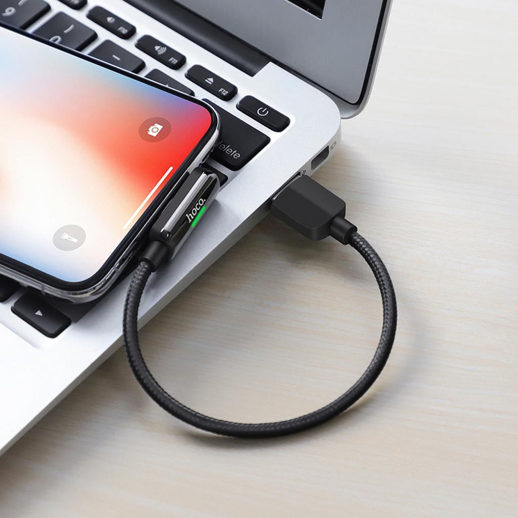 Hoco 3-in-1 USB-A naar Duo Lightning Adapter Zwart afbeelding 2