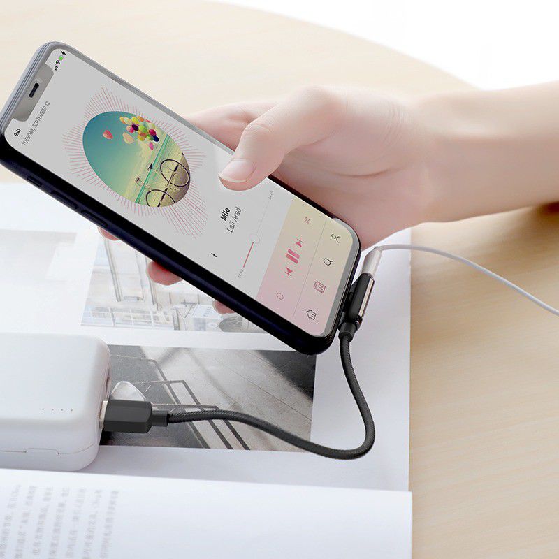 Hoco 3-in-1 USB-A naar Duo Lightning Adapter Zwart afbeelding 3