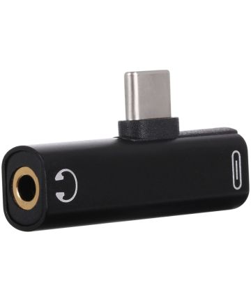 Universele USB-C naar USB-C + Audio Jack Adapter Zwart Kabels