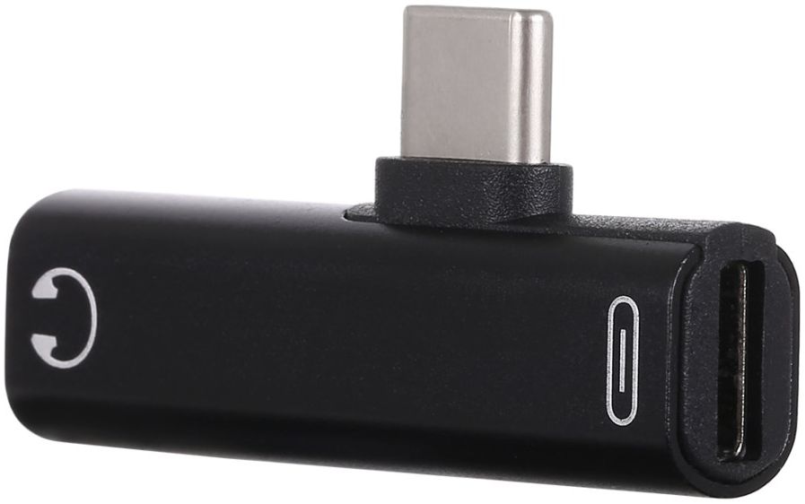 Universele USB-C naar USB-C + Audio Jack Adapter Zwart afbeelding 3