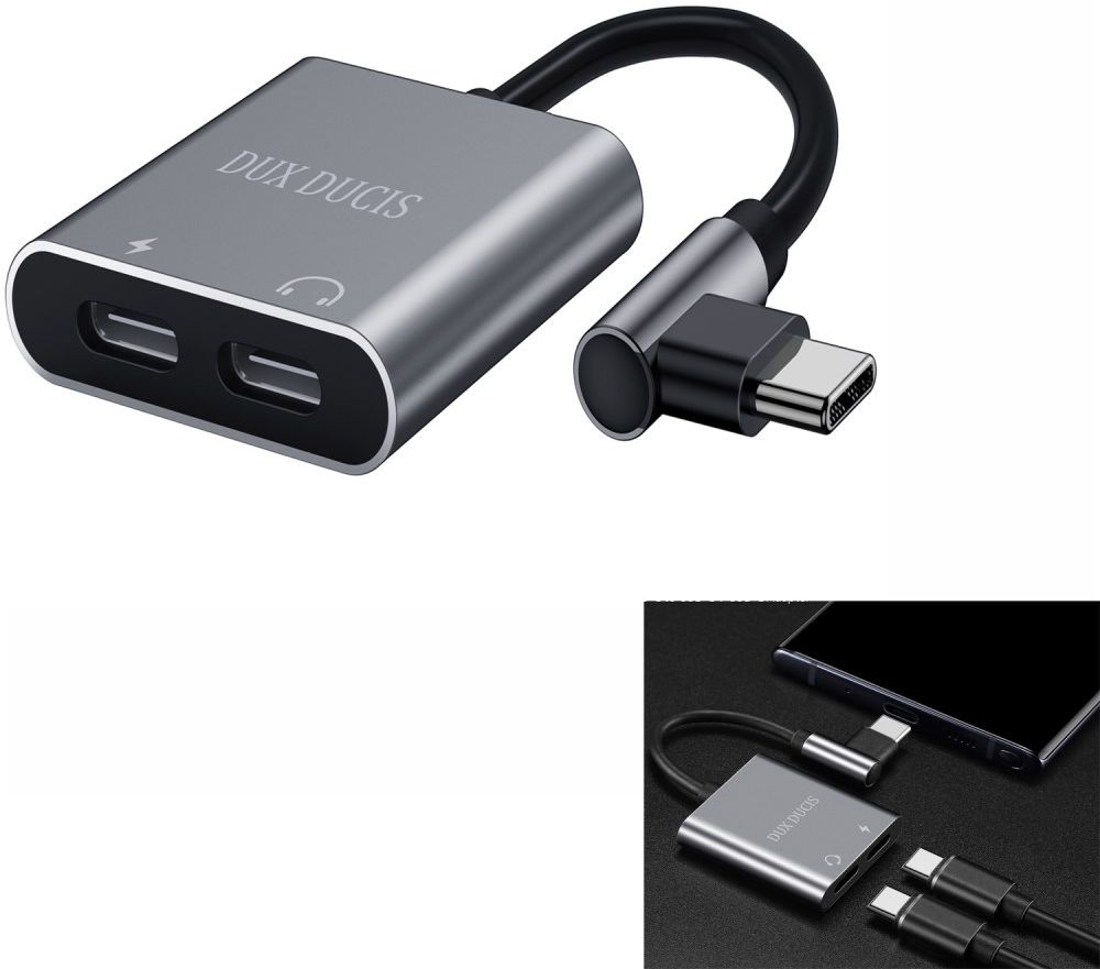 Dux Ducis Universele USB-C naar 2x USB-C Adapter 90 Graden Haaks afbeelding 1