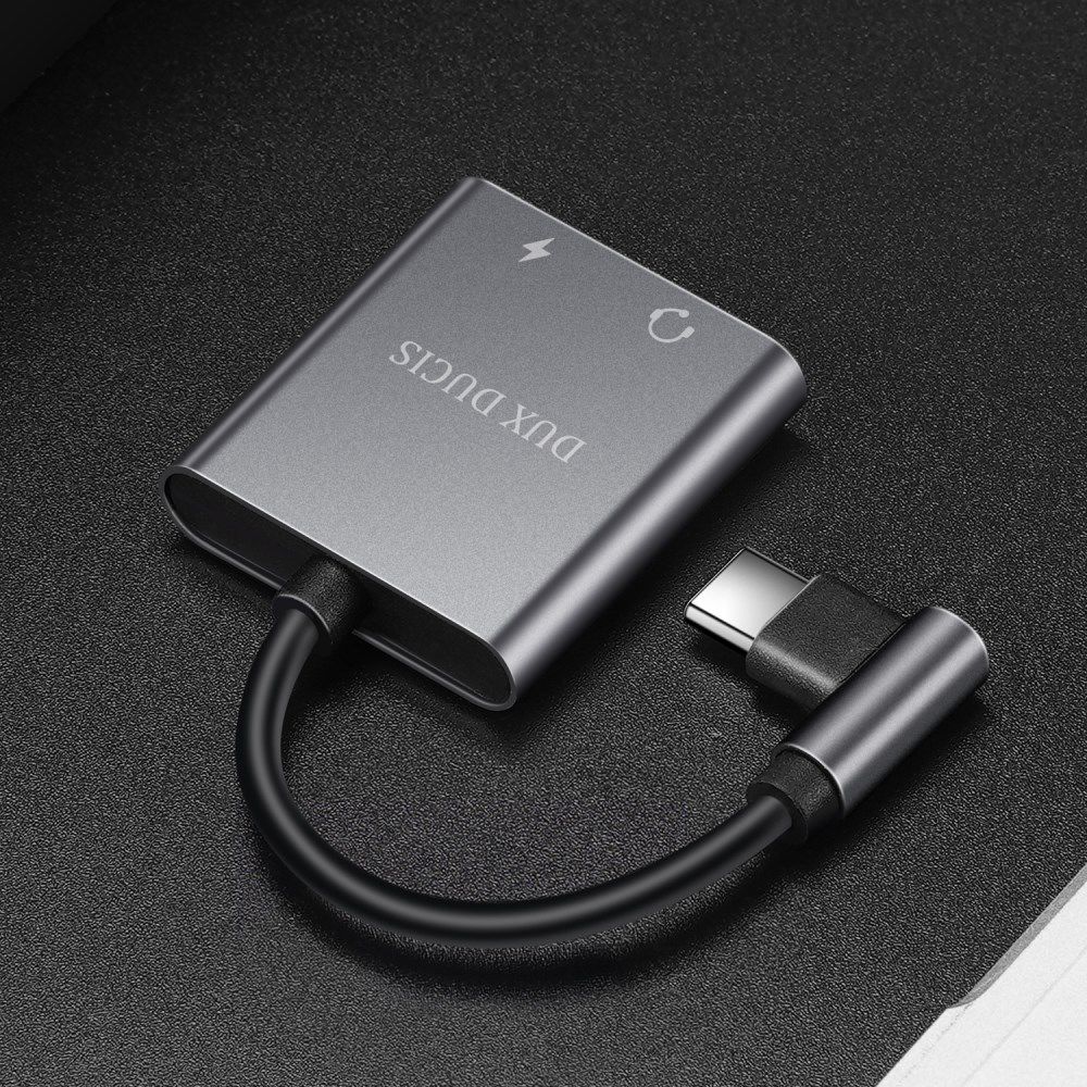 Dux Ducis Universele USB-C naar 2x USB-C Adapter 90 Graden Haaks afbeelding 2