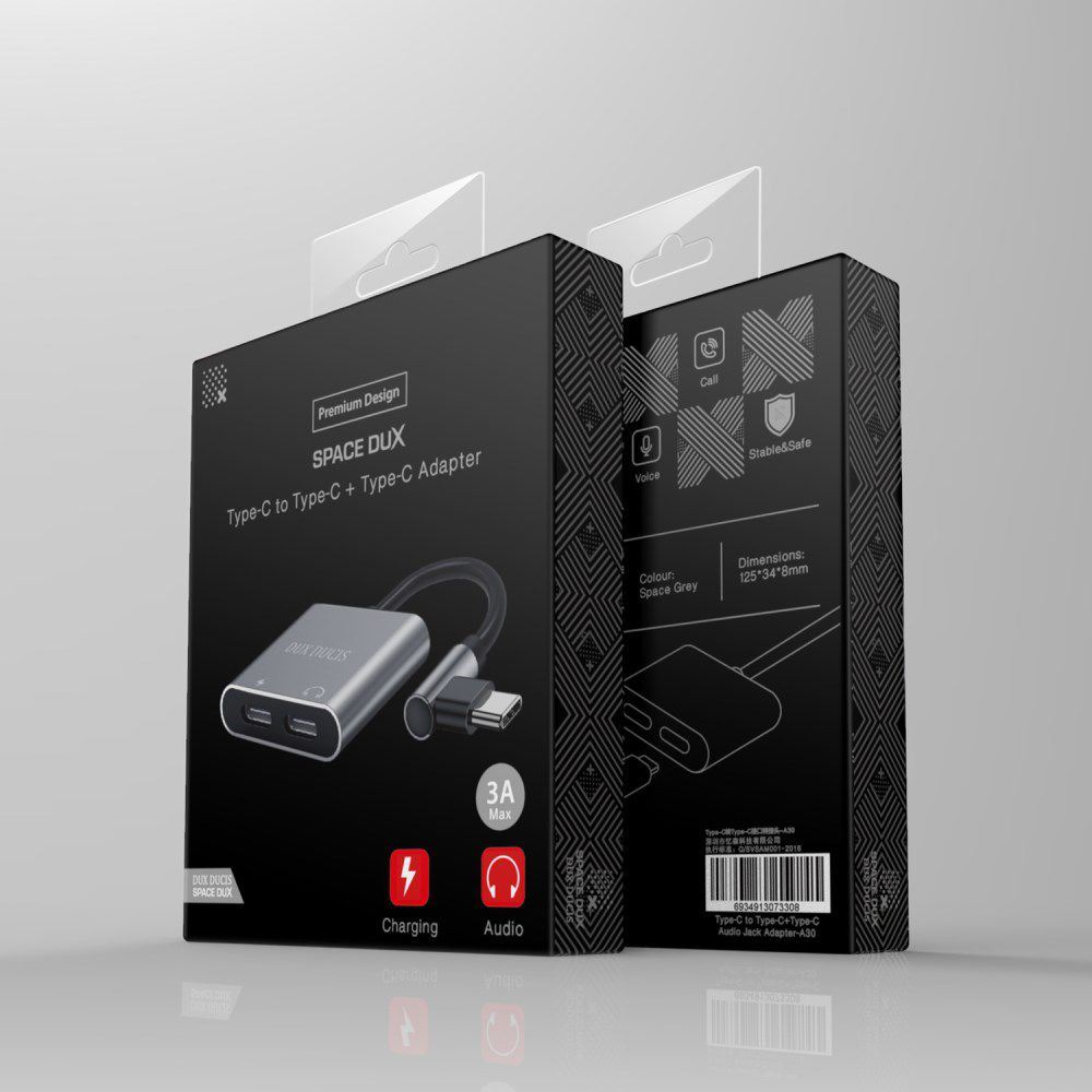 Dux Ducis Universele USB-C naar 2x USB-C Adapter 90 Graden Haaks afbeelding 3