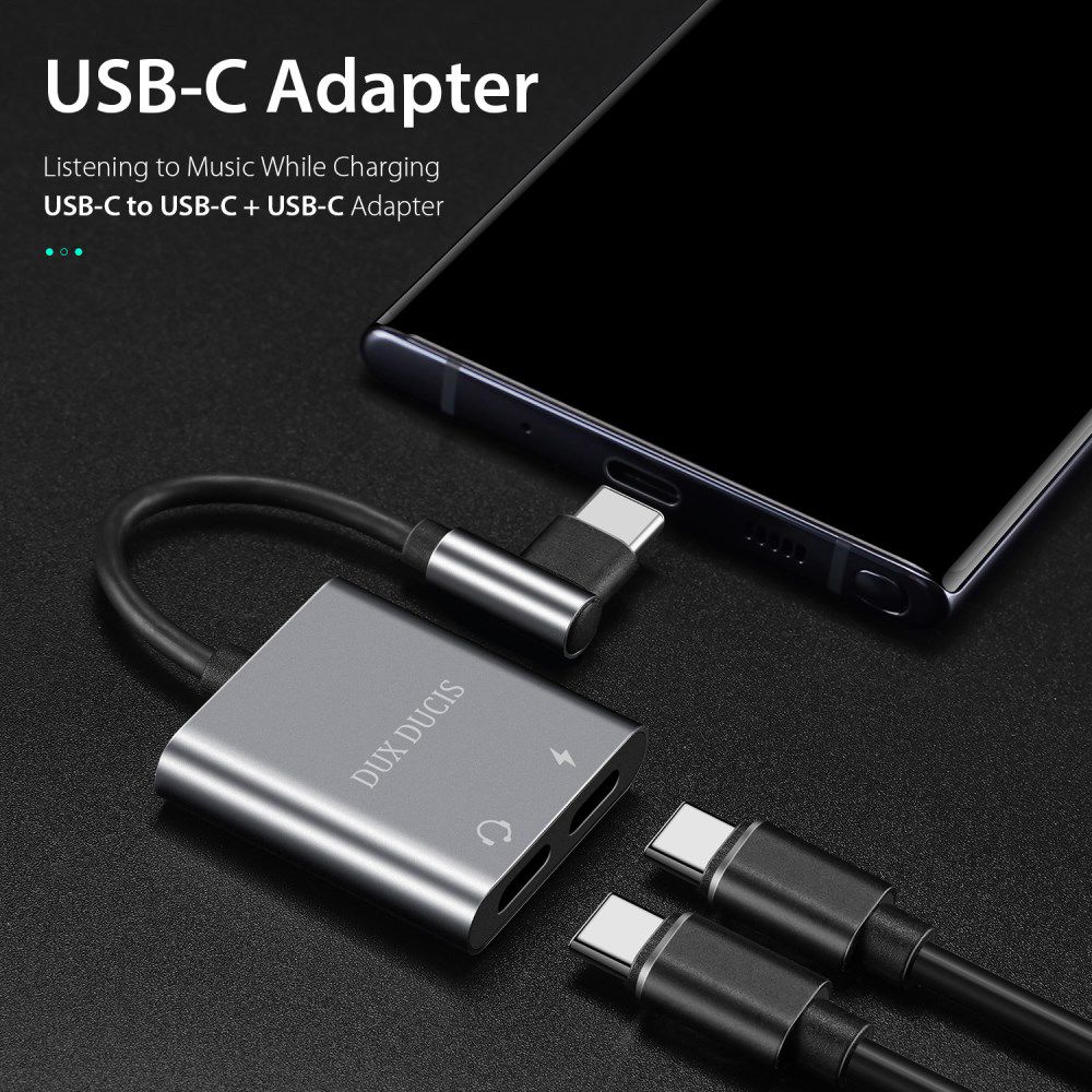 Dux Ducis Universele USB-C naar 2x USB-C Adapter 90 Graden Haaks afbeelding 4